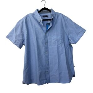 Nautica Mens Oxford Cotton Short Sleeve Button Down Shirt Blue XXL W5806T NEW